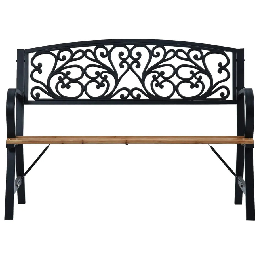 vidaXL Gartenbank aus Holz und Metall im Vintage-Design, Farbe: Braun/Schwarz, Breite: 120 cm, Höhe: 87 cm, Tiefe: 56 cm - Bild 2