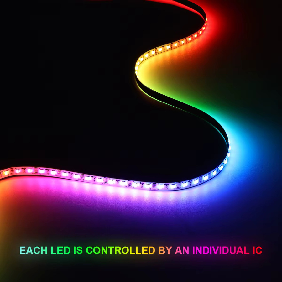 Lcamaw WS2812B RGBIC LED-Streifen, 5 mm ultraschmal, 2020 SMD, DC5 V, Multicolor, adressierbar - Bild 2