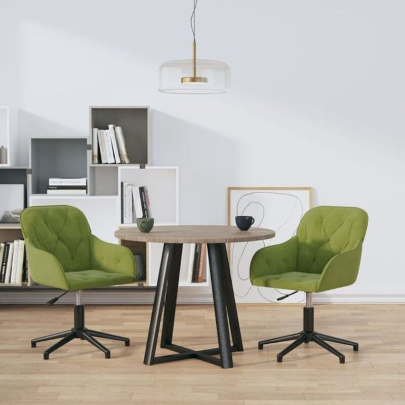Set aus 2 modernen Esszimmerstühlen von vidaxl in Grün aus Samt mit Metallgestell und Drehfunktion - Bild 1
