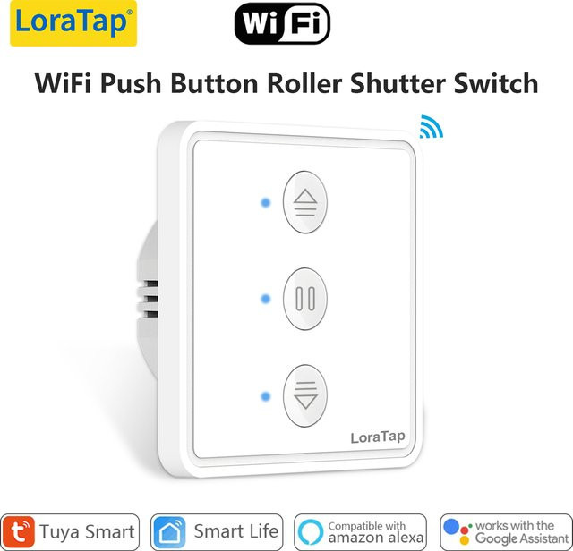 LoraTap Tuya Smart Vorhangschalter mit Hintergrundbeleuchtung und Statusanzeige in Weiß, kompatibel mit Alexa und Google Home - Bild 1