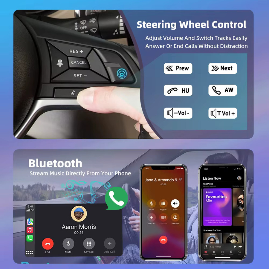 Podofo Android Auto CarPlay Multimedia System mit 9 Zoll Display für Suzuki Celerio/Cultus 2015-2017 in Schwarz mit GPS und WiFi - Bild 5