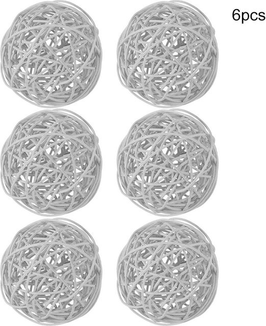 6 Stück dekorative Rattan-Kugeln in Silber für Hochzeit, Weihnachten und Partys von DIYelecs - Bild 1