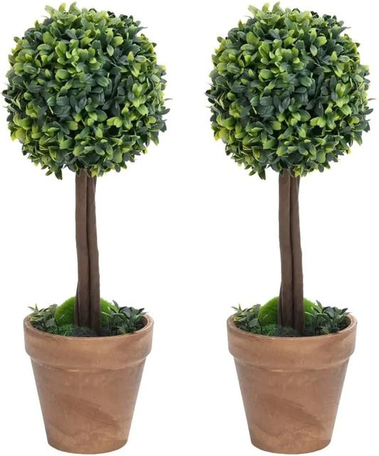 furnicato Künstliche Buchsbäume im 2er Set in Kugelform mit Topf, Grün, Höhe: 33 cm - Bild 1