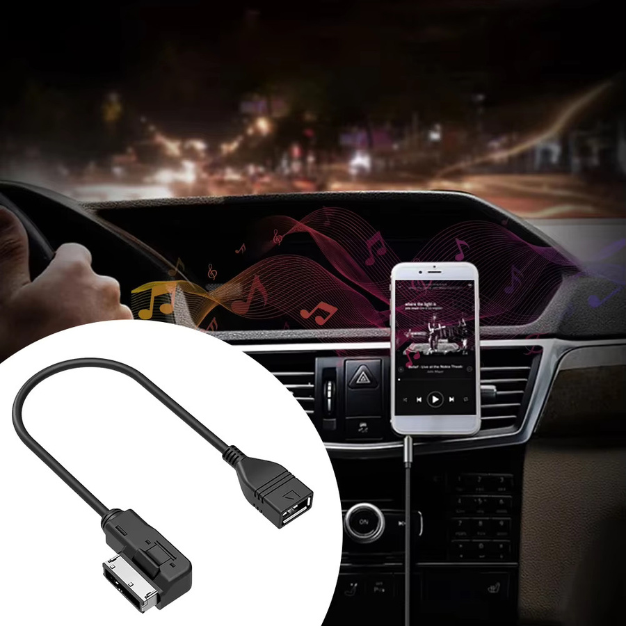 USB zu AUX Adapter Kabel für Audi MMI AMI Schnittstellen in Schwarz - Bild 3