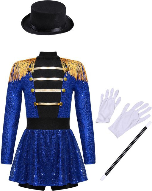 Yunduantong-electronic Zirkus Mädchen Zirkusdirektorin Kostüm Set, Blau, ab 12 Jahre - Bild 1
