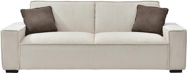 Vente-unique Schlafsofa Sekota in Beige mit Cord-Bezug, Breite: 230 cm - Bild 1