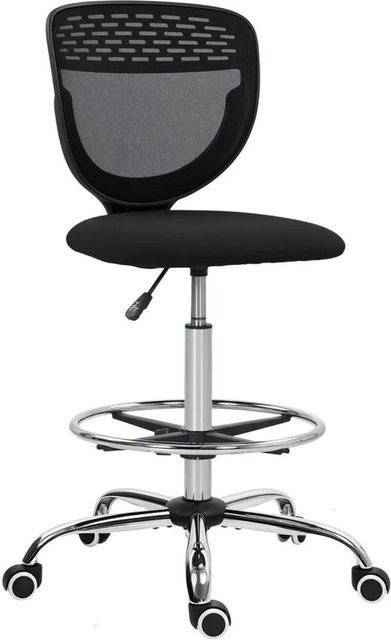 Vinsetto Bürostuhl Schwarz mit Stoffbezug, B/T/H: 59 x 59 x 106-126 cm - Bild 1