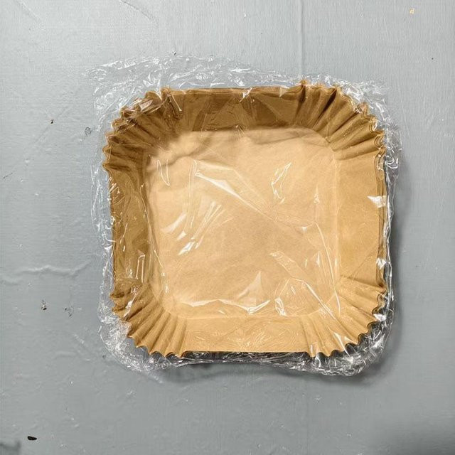 QQ STUDIO Heißluftfritteusenpapier aus Silikon in Braun, 50 Stück quadratische Antihaft-Backmatten für hitzebeständiges Kochen - Bild 1