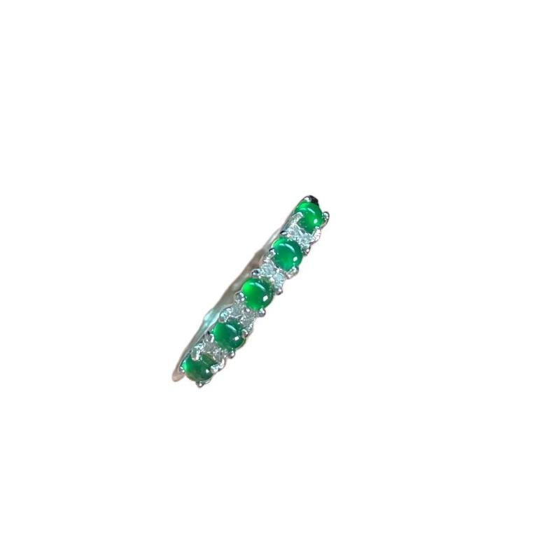 YIRAN Jewelry Ring, Jade Chalcedon, Grün, Messing, Damen - Bild 3