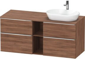Duravit Waschtischunterschrank D-Neo in Nussbaum Natur mit Chrom-Details, Wandmontage, B/T/H: 140 x 55 x 66,4 cm - Bild 1