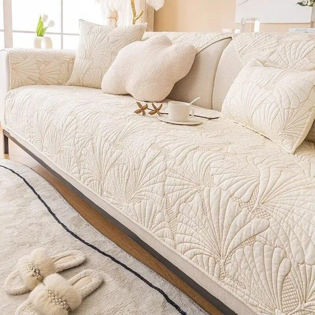 A Family Of Home Textiles Rutschfestes Sofakissen aus Baumwolle in Beige, Nordisches Design, B/B: 90 x 240 cm - Bild 1