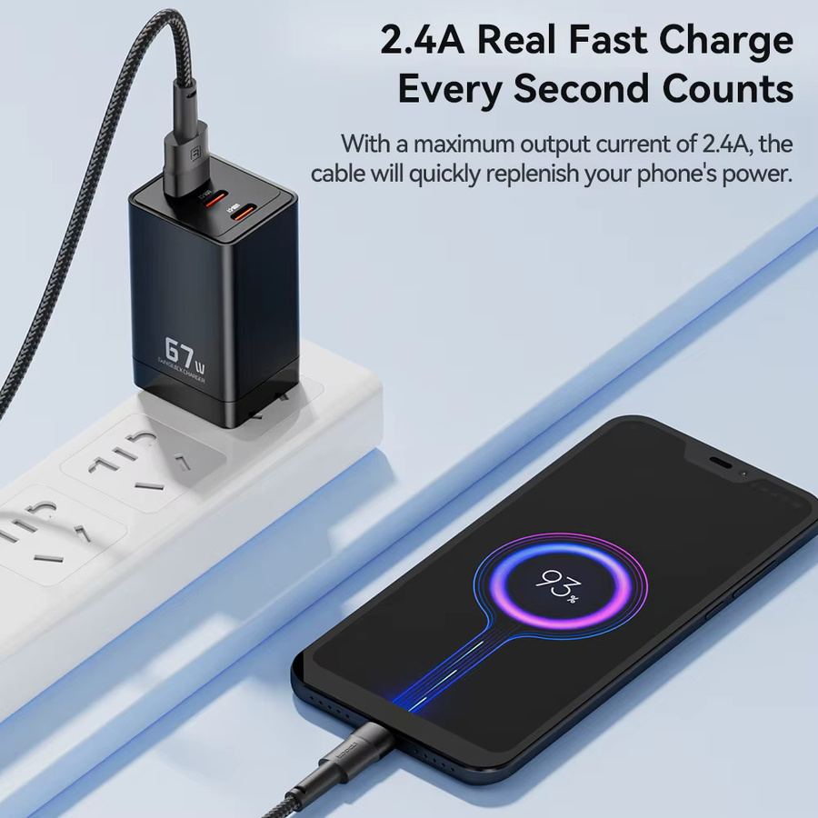 Toocki Micro-USB-Schnellladekabel USB-A auf Micro-USB aus geflochtenem Draht, bunt, 2,4 A Datenkabel für Xiaomi und Samsung - Bild 2