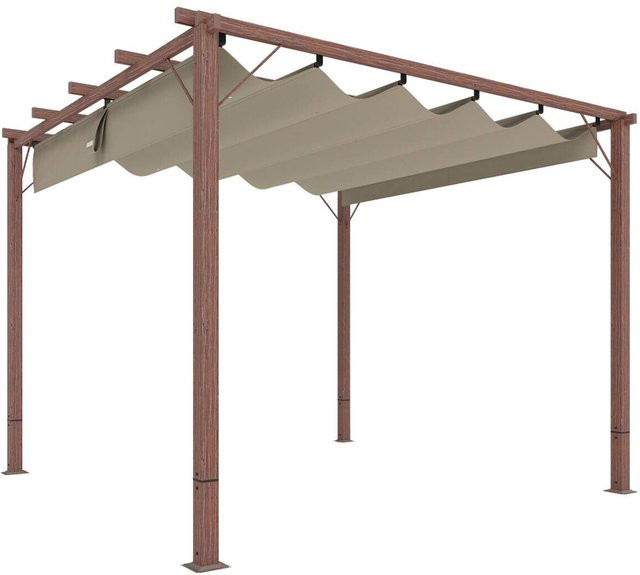 Outsunny Pergola aus Aluminium in Braun B/H/L: 296 x 232 x 299 cm - Bild 1