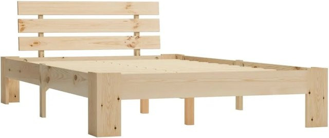 vidaXL Massivholzbett aus Kiefer in Braun und Beige, B/T/H: 140 x 200 x 66 cm - Bild 1