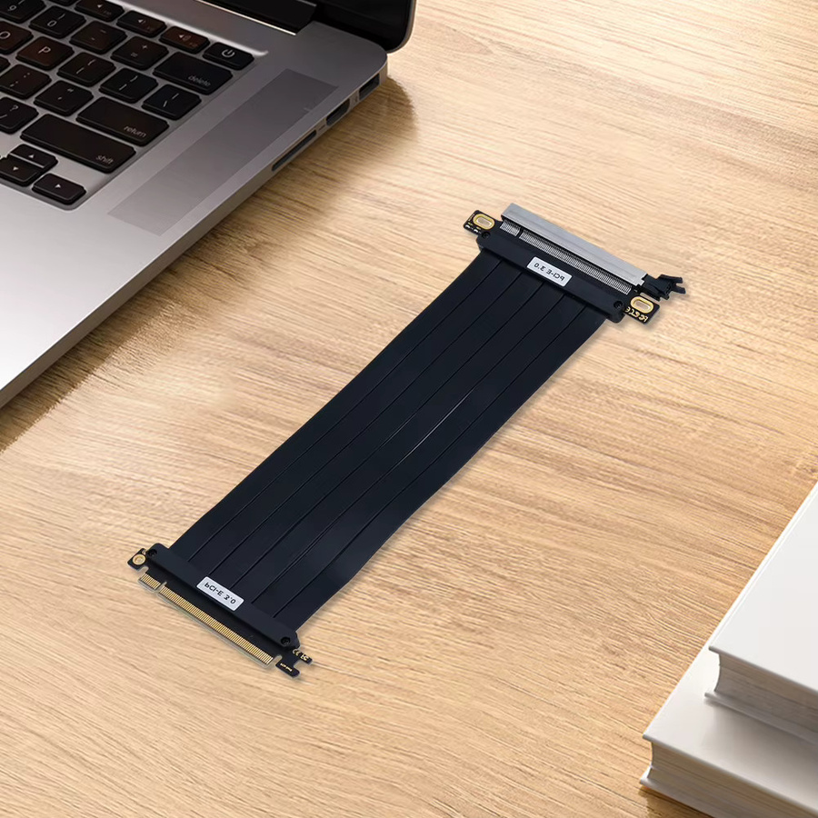 ALLOYSEED PCIe 3.0 x16 Hochgeschwindigkeits-Verlängerungskabel mit EMI-Abschirmung und 180-Grad-Adapter in Schwarz - Bild 2