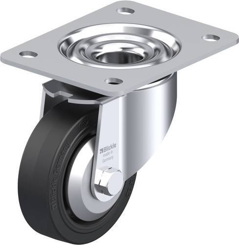 Blickle Lenkrolle LK-POEV 100R-3-FA in Schwarz und Silber mit Schraubbefestigung, Rad-Durchmesser: 100 mm, Tragfähigkeit: 200 kg - Bild 1