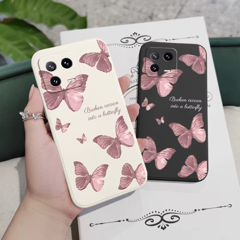 Flatternde Schmetterlinge Handyhülle aus Flüssigsilikon für Xiaomi Modelle in Grün - Bild 2