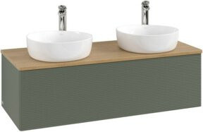 V&B Antao Waschtischunterschrank mit Frontstruktur und LED-Beleuchtung, Wandmontage, Eiche Honig, B/T/H: 120 x 36 x 50 cm - Bild 1