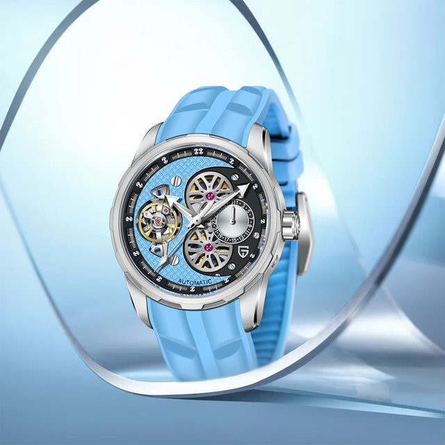 PAGANI DESIGN Armbanduhr, Automatik, Edelstahl, Blau, Leder, Herren - Bild 1