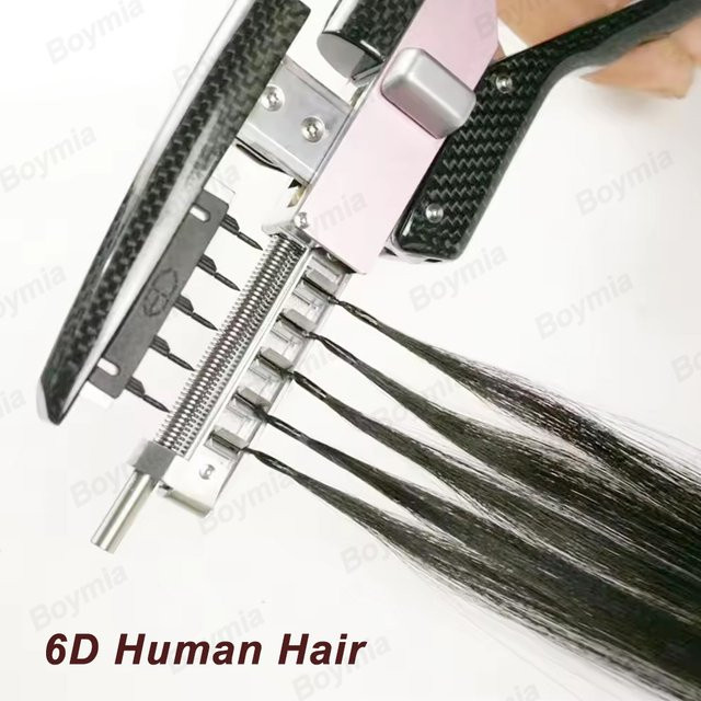Boymia 6D Haarverlängerungen Echthaar Remy Micro Tiny Straight, Unisex - Bild 1
