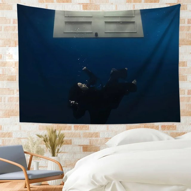 VIKAMA Billie Eilish Wandteppich Musiker Wandbehang Blau B: 60,0 cm, H: 40,0 cm - Bild 1