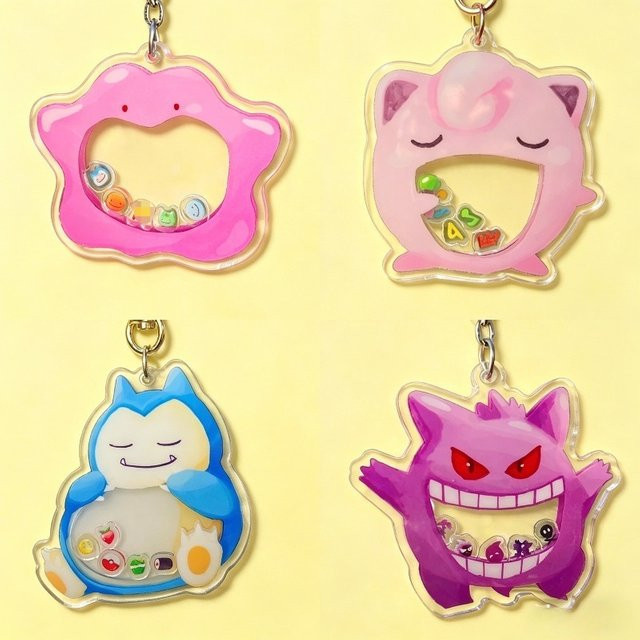 Bandai Pokémon Gengar Snorlax Ditto Jigglypuff Acryl-Shaker Schlüsselanhänger - Bild 1