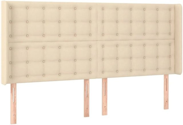 vidaXL LED Kopfteil in Beige mit USB-Ladeanschluss und integrierter Beleuchtung, Breite: 203 cm, Tiefe: 16 cm, Höhe: 118 cm bis 128 cm - Bild 1
