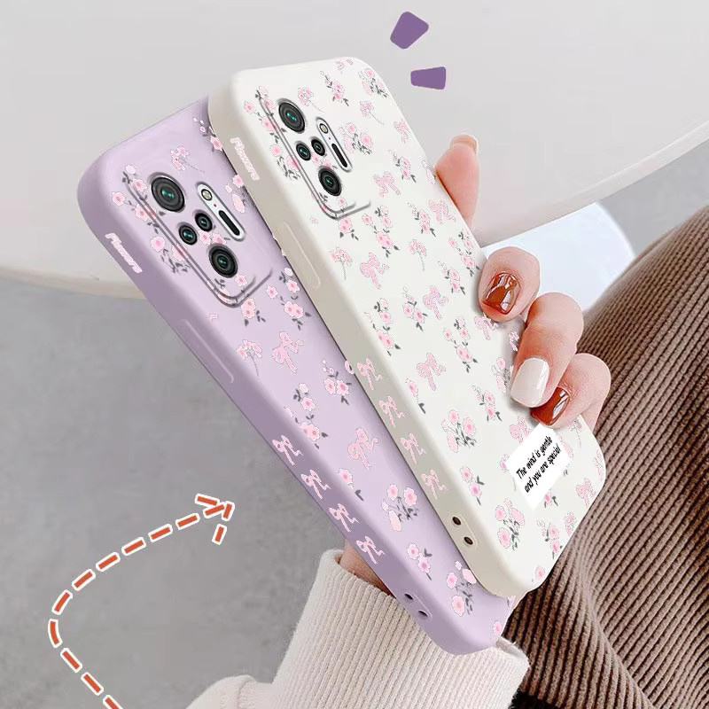 Xiaomi Redmi Note Serie Silikon Handyhülle mit rosa Blumenmuster in Pink und Schwarz - Bild 2