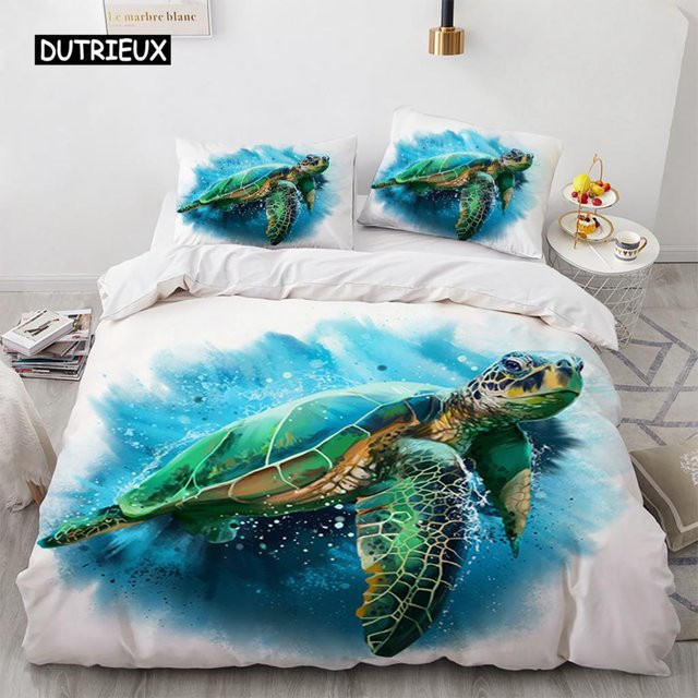 Bettwäsche Set mit 3D Meeresschildkröten Motiv von Binchi Outdoor Product, mehrfarbig, aus Polyester, B/H: 140 x 210 cm - Bild 1