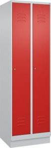 C+P Wäsche-Spind Classic PLUS mit Sockel, 2 Abteile, Stahlkonstruktion, grau/rot, H x B x T: 195 x 60 x 50 cm, mit Zylinderschloss - Bild 1