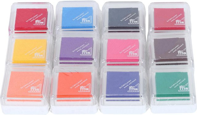 Igeteck Bastelstempelkissen Set mit 12 Stück in Metallic-Farben für DIY auf Papier, Holz und Stoff, Multicolor und Grau - Bild 1