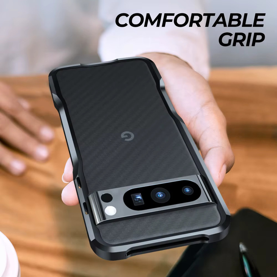 Luxus Aluminium Bumper Schutzhülle für Google Pixel 8 Pro und Pixel 8 mit Kameraobjektiv-Schutz in Schwarz oder Rot - Bild 3