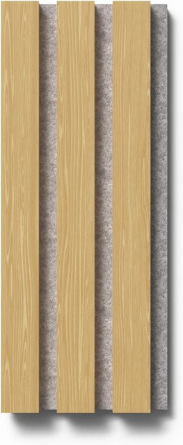 Denpanels Akustikpaneel Muster Eiche Geölt in Braun mit grauem Filz und MDF im skandinavischen Stil, Breite: 29,5 cm, Höhe: 15 cm - Bild 1