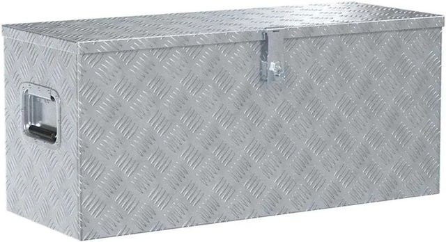 DELUKE Aluminiumbox mit Deckel und Schloss, abschließbare Alubox für Anhänger und Werkzeug, Silber, B/T/H: 90,5 x 35 x 40 cm - Bild 1