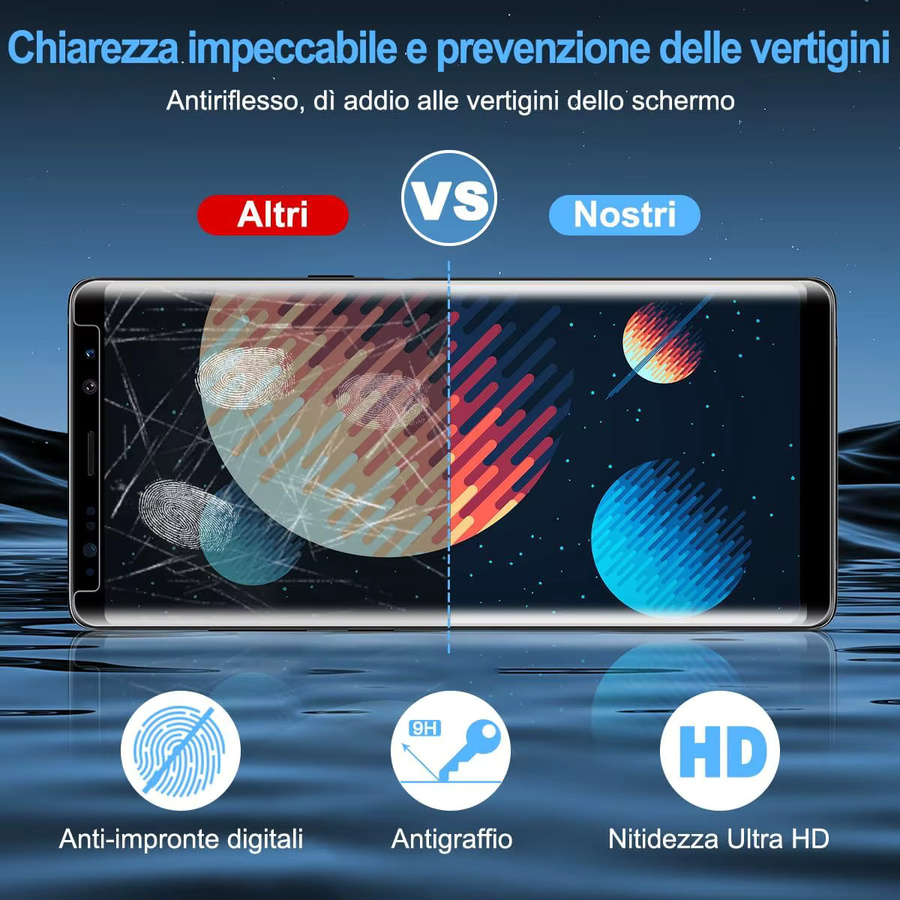 Displayschutzfolie aus gehärtetem Glas für Samsung Galaxy Note8 und Note9, transparent - Bild 6
