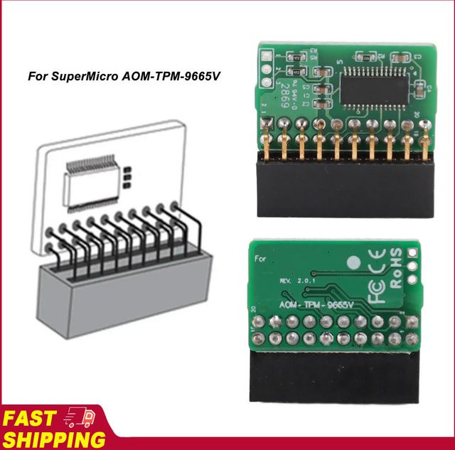 SuperMicro TPM 2.0 Modul AOM TPM 9665V Vertikal 20-Pin Trusted Platform Module in Grün - Bild 1