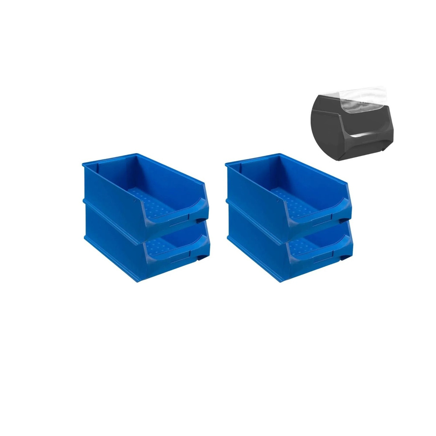 PROREGAL SuperSparSet 4er Pack Sichtlagerbox 5.0 mit Abdeckung, Blau, H x B x T: 20 x 30 x 50 cm - Bild 2