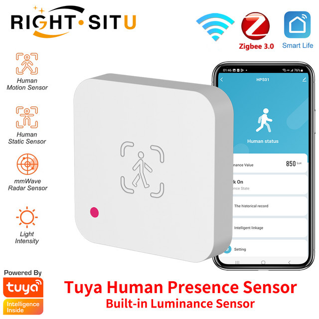 Tuya Zigbee WiFi Anwesenheitssensor mit MmWave Radar-Detektor und Helligkeitssensor in Weiß für dein Smart Home - Bild 1