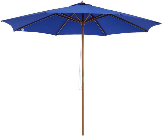 Outsunny Sonnenschirm aus Holz und Polyester in Blau, H x B: 250 x 300 cm - Bild 1