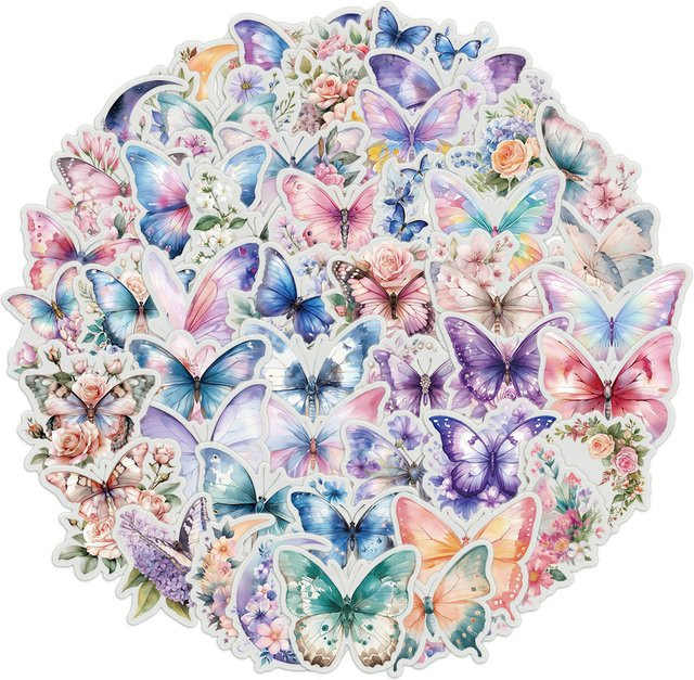 Schmetterling Wasserdichte Aufkleber, 50-teiliges Set, multicolour - Bild 1