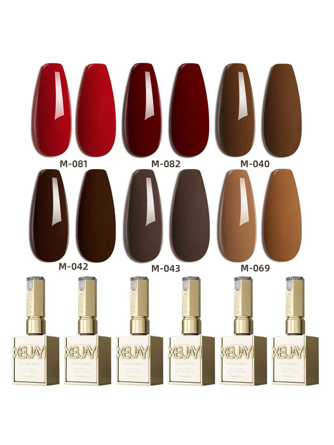 XEIJAYI Gel-Nagellack-Set, 6-farbig, rotbraun, glänzend, 15 ml - Bild 2