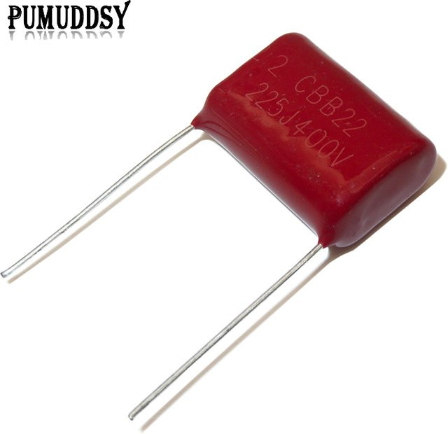 PUMUDDSY CBB Polypropylen Film Kondensator 2,2 uF 400V 225J Pitch 20mm in Rot, 10 Stück - Bild 1