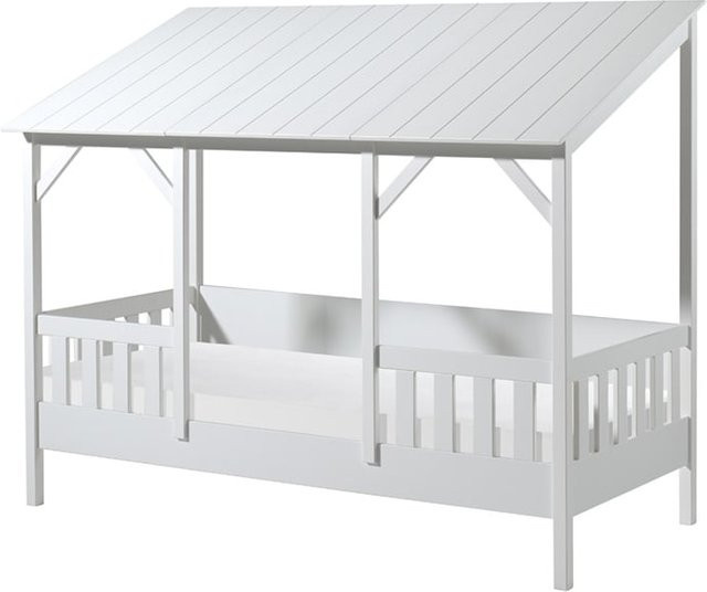 Vipack Hausbett für Kinder aus Massivholz und MDF in Weiß, Liegefläche 90 x 200 cm - Bild 1