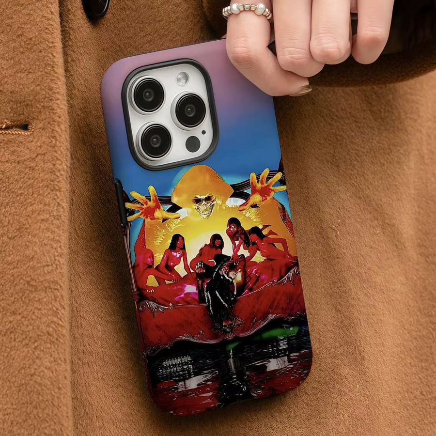 O-OsamaSon Jump-Out Handyhülle für iPhone 12 bis 17 Pro Max Plus, glänzende HD-Doppelschicht-Flüssighartschale, weiß und mehrfarbig - Bild 3