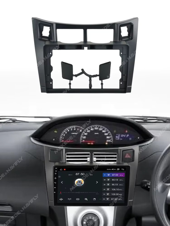 MEKEDE 9 Zoll Auto Multimedia Radio Rahmen Kit für Toyota Yaris 2005-2012 Armaturenbrett Kabel Panel Komplettset in Schwarz - Bild 2