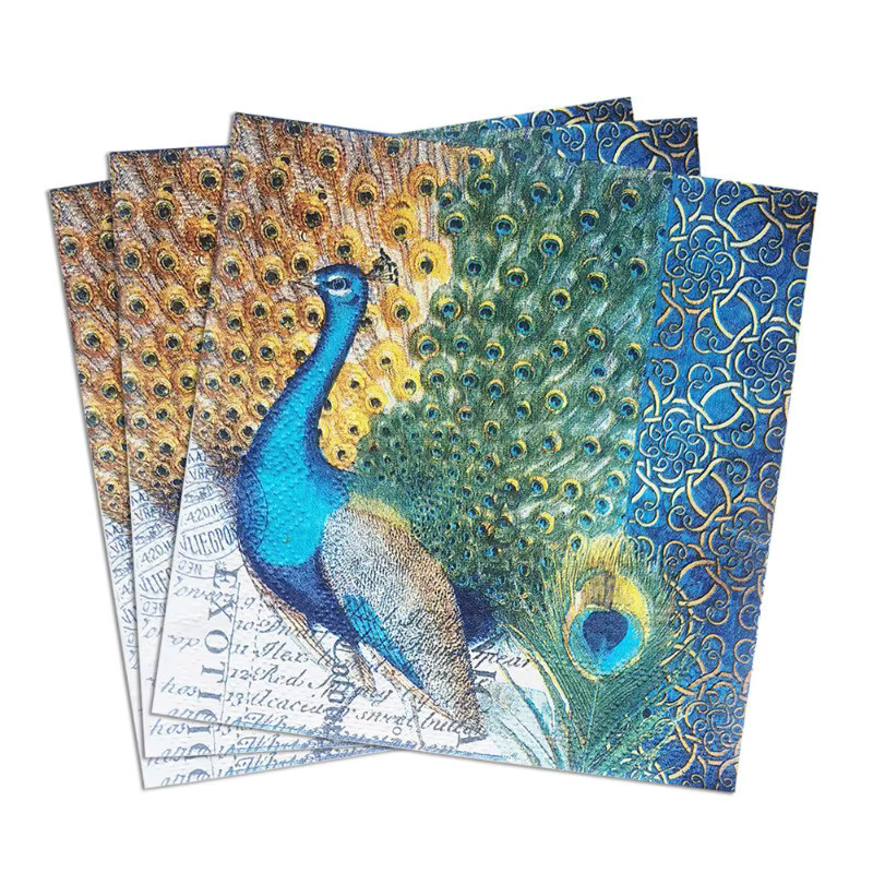 GUANYAO 20 Stück 2-lagige Papier-Servietten mit Pfauen-Design und Liebesthema in Multicolour, 25 cm für Hochzeiten, Partys und Dekoration - Bild 3