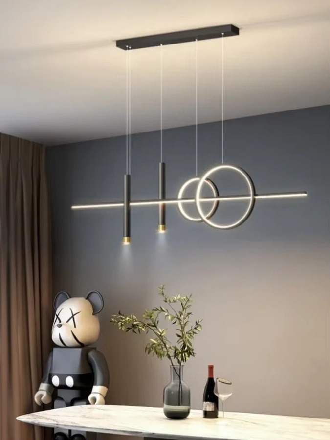Moderne LED Anhänger Lampe von JIANKEXING in Schwarz mit warmweißem Licht für Wohnzimmer, Café oder Esstisch - Bild 5