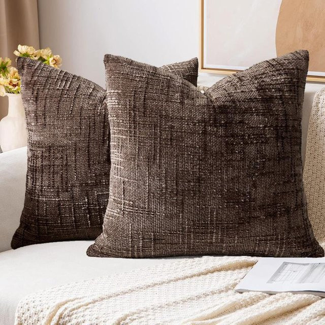 JMG Clothing Chenille Kissenbezug mit Grobgarn-Bambusstruktur in Beige oder Braun, B/H: 40 x 40 cm - Bild 1