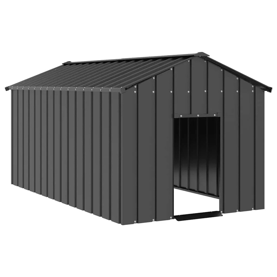 vidaXL Hundehütte aus Metall mit Dach in Anthrazit, B/T/H: 114 x 202 x 101 cm - Bild 2