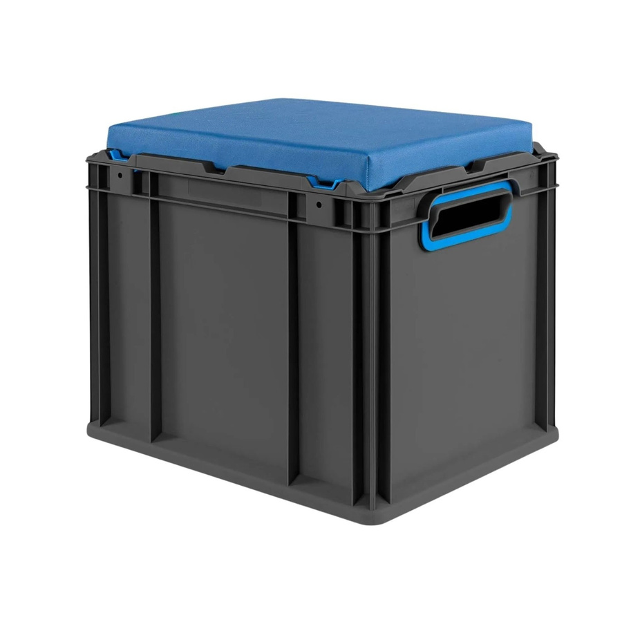 PROREGAL Eurobox Nextgen Seat Box Sitzbox Blau Schwarz H x B x T: 36,5 x 30 x 40 cm - Bild 2